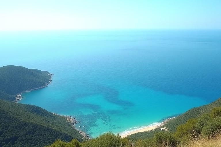Coastal landscape with network infrastructure